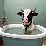 A cow washes herself in a bath with soap. 2.jpg